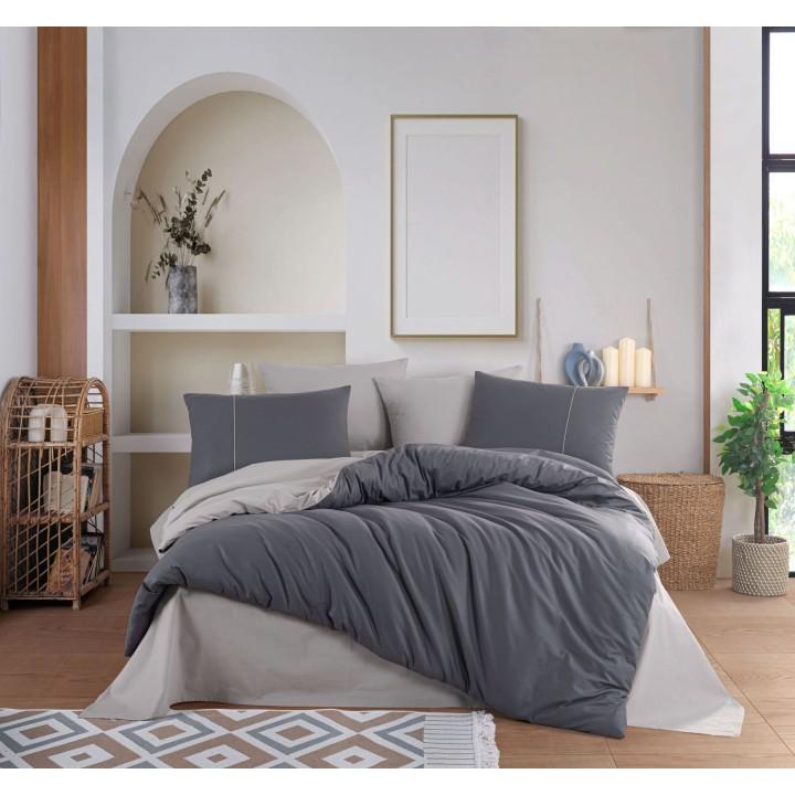 Постельное белье HOBBY поплин Diamond Antracit/Beige антрацит/бежевий