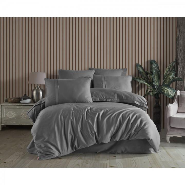 Постельное белье HOBBY Premium Sateen PLAIN Gri серый 300TC