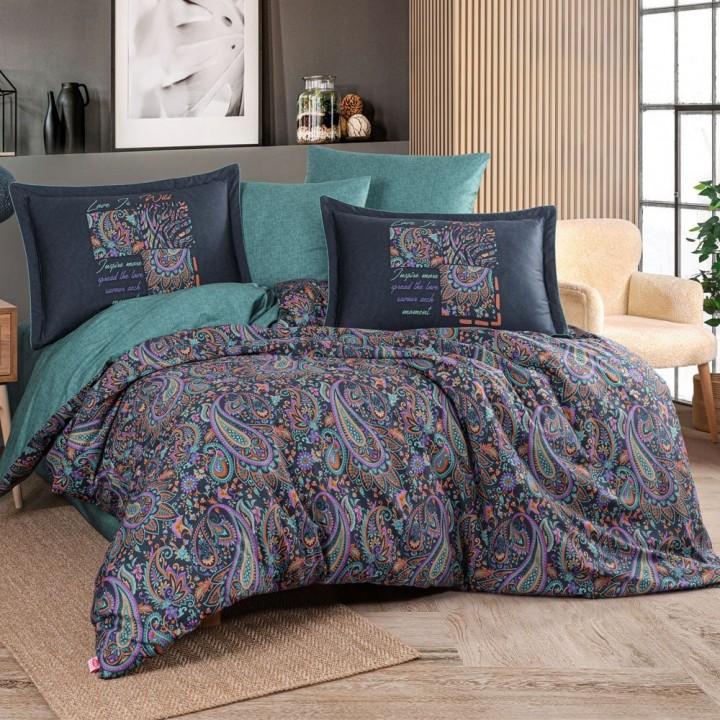 Постільна білизна HOBBY Premium Sateen CLEMENTINA зелений/чорний 300TC
