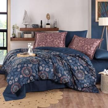 Постільна білизна HOBBY Premium Sateen FIORELLA синій/бронза 300TC
