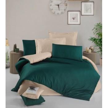 Постільна білизна Victoria сатин Plain Green/Cream зелений/крем