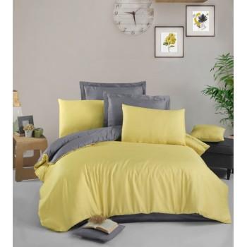 Постільна білизна Victoria сатин Plain Yellow/Grey жовтий/сірий