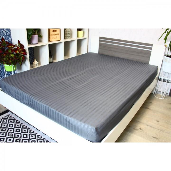 Простирадло на гумці Lighthouse Mf Stripe Graphite страйп-мікрофібра