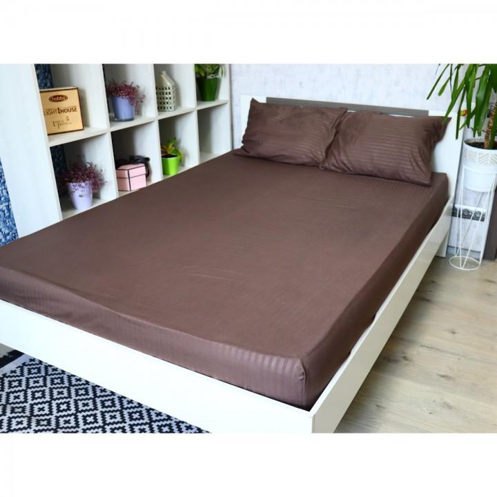 Простирадло на гумці Lighthouse Mf Stripe Brown страйп-мікрофібра
