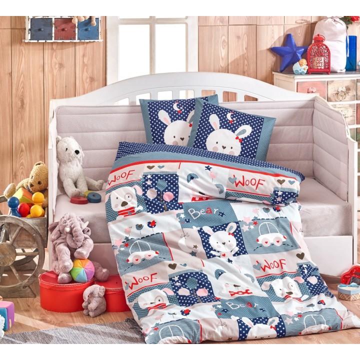 Дитяча постільна білизна в ліжечко HOBBY поплін Snoopy синя