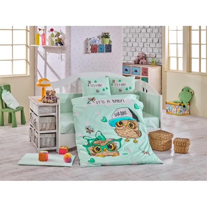 Дитяча постільна білизна в ліжечко HOBBY поплін Cool Baby м'ятна