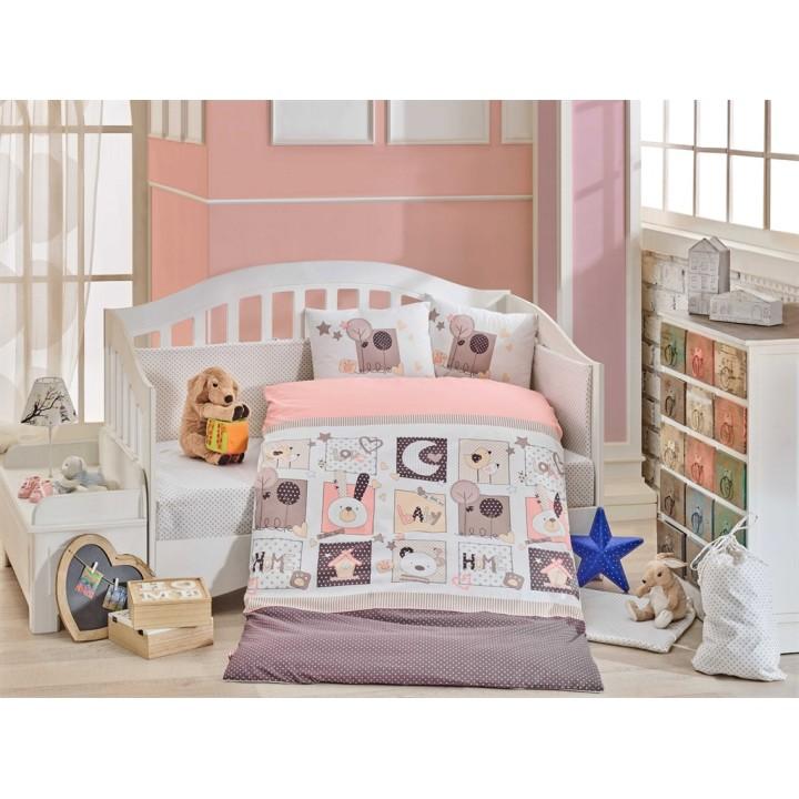 Дитяча постільна білизна в ліжечко HOBBY поплін Sweet Home рожева