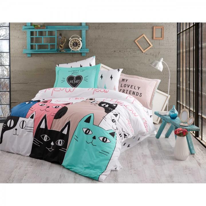 Постельное белье HOBBY поплин Love Cats розовое