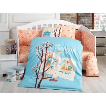 Дитяча постільна білизна в ліжечко HOBBY поплін Dream Clock блакитний