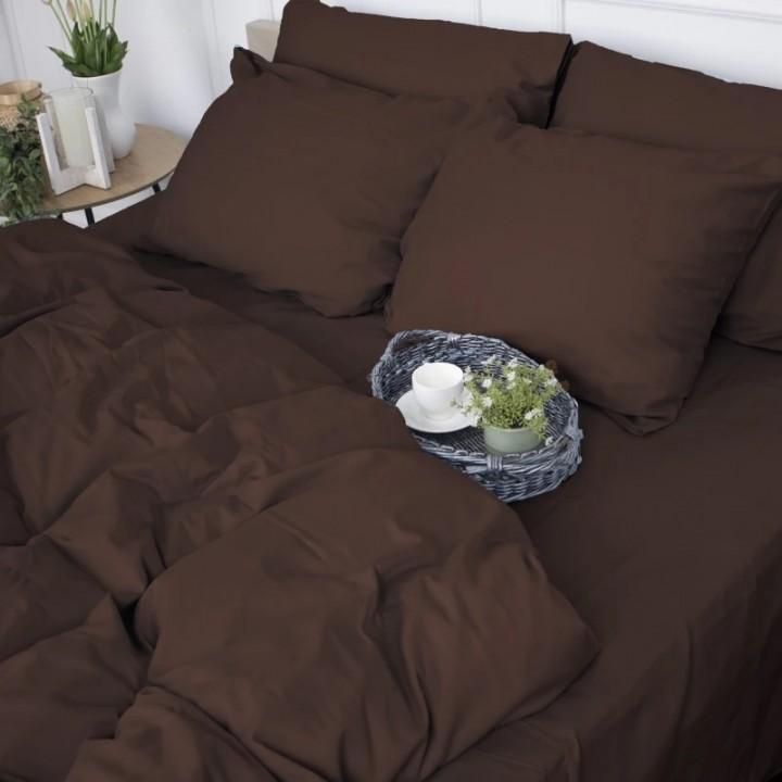 Простирадло MirSon 0211 Cacao сатин коричневий luxe