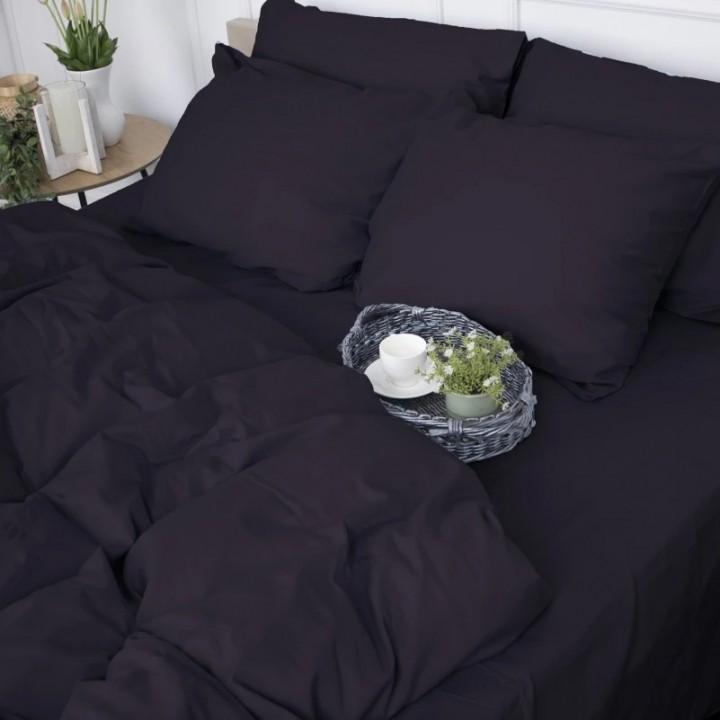 Простирадло MirSon 0055 Black Pearl сатин чорний luxe