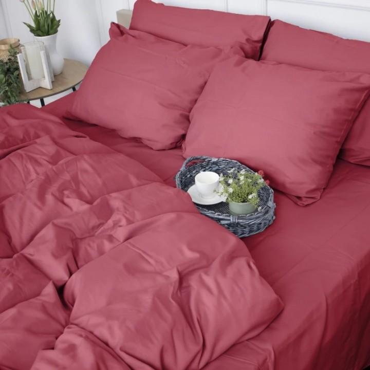 Простирадло MirSon 0847 Tomato сатин бордовий luxe