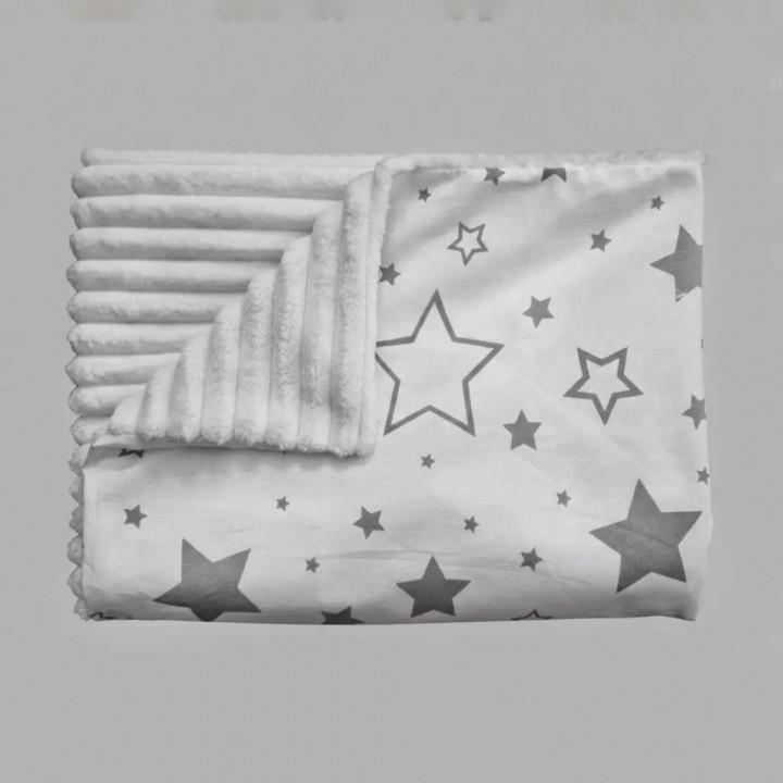Плед BabyStar детский Звезды 1 белый хлопок и мягкий плюш