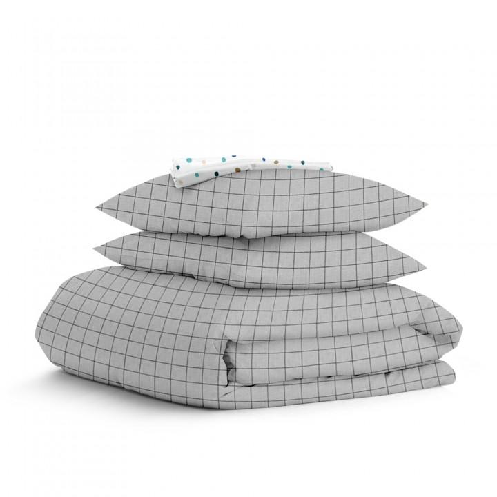 Полуторная постель с простыней на резинке Grey Geometry CS7 COSAS серый 160х220 см