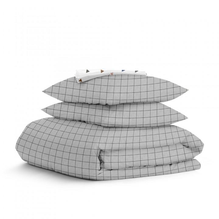 Полуторная постель с простыней на резинке GREY GEOMETRY CS8 COSAS серый 160х220 см