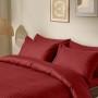 Полуторная постель сатин с простыней на резинке BURGUNDY Cosas Красный 160х220 см