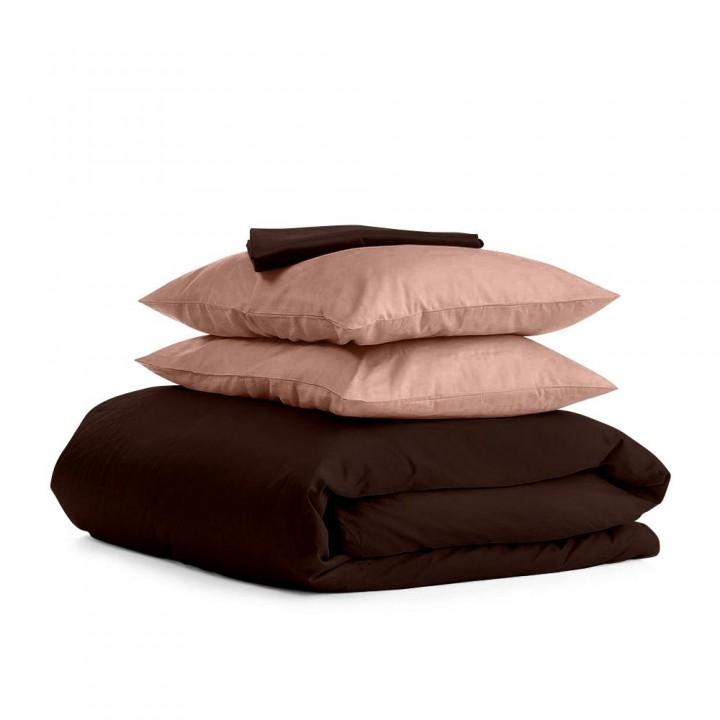 Полутораспальный комплект COSAS CHOCOLATE SATIN Сатин 160х220 см Бежевый/Шоколадный