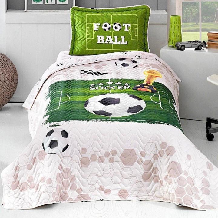 Покривало підліткове Aran CLASY бавовняне стьобане з наволочкою 180x240 см Football