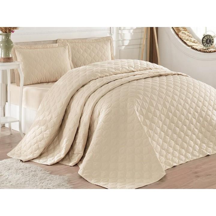 Покрывало стеганное Aran CLASY хлопковое с наволочками 240x260 см Rabel V3 Бежевое