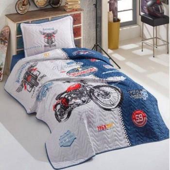 Покривало підліткове Aran CLASY бавовняне стьобане з наволочкою 180x240 Road King