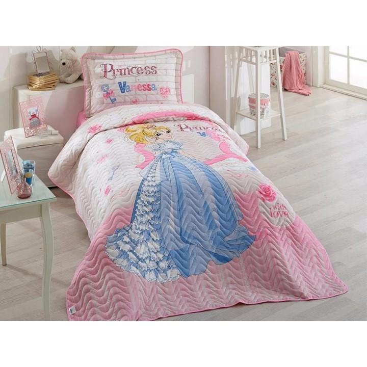 Покривало підліткове Aran Clasy бавовняне стьобане з наволочкою 180x240 Vanessa