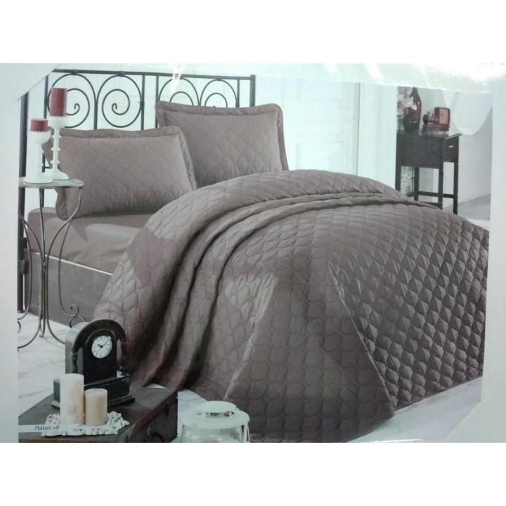 Покрывало стеганное Aran CLASY хлопковое с наволочками 240x260 см Rabel V8 Кофейное